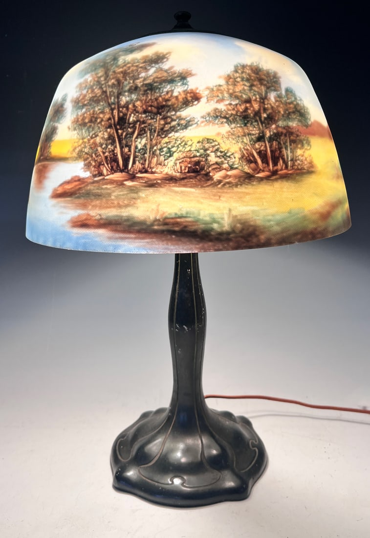 PITTSBURGH ATTRIBUTED REVERSE PAINTED LAMP - 2