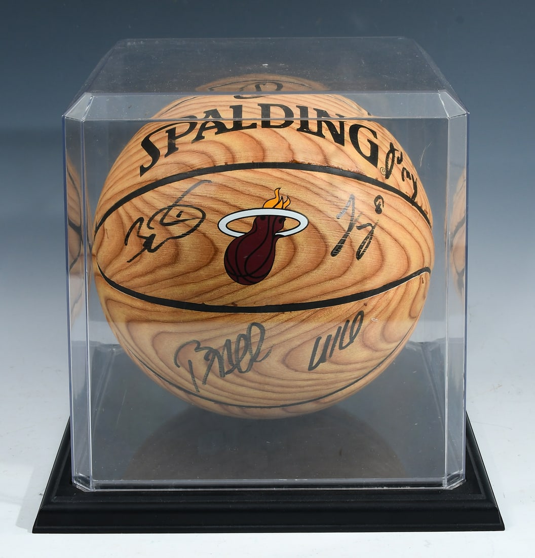 MIAMI HEAT SIGNED BASKETBALL UNDER PLEXI (1 of 6)