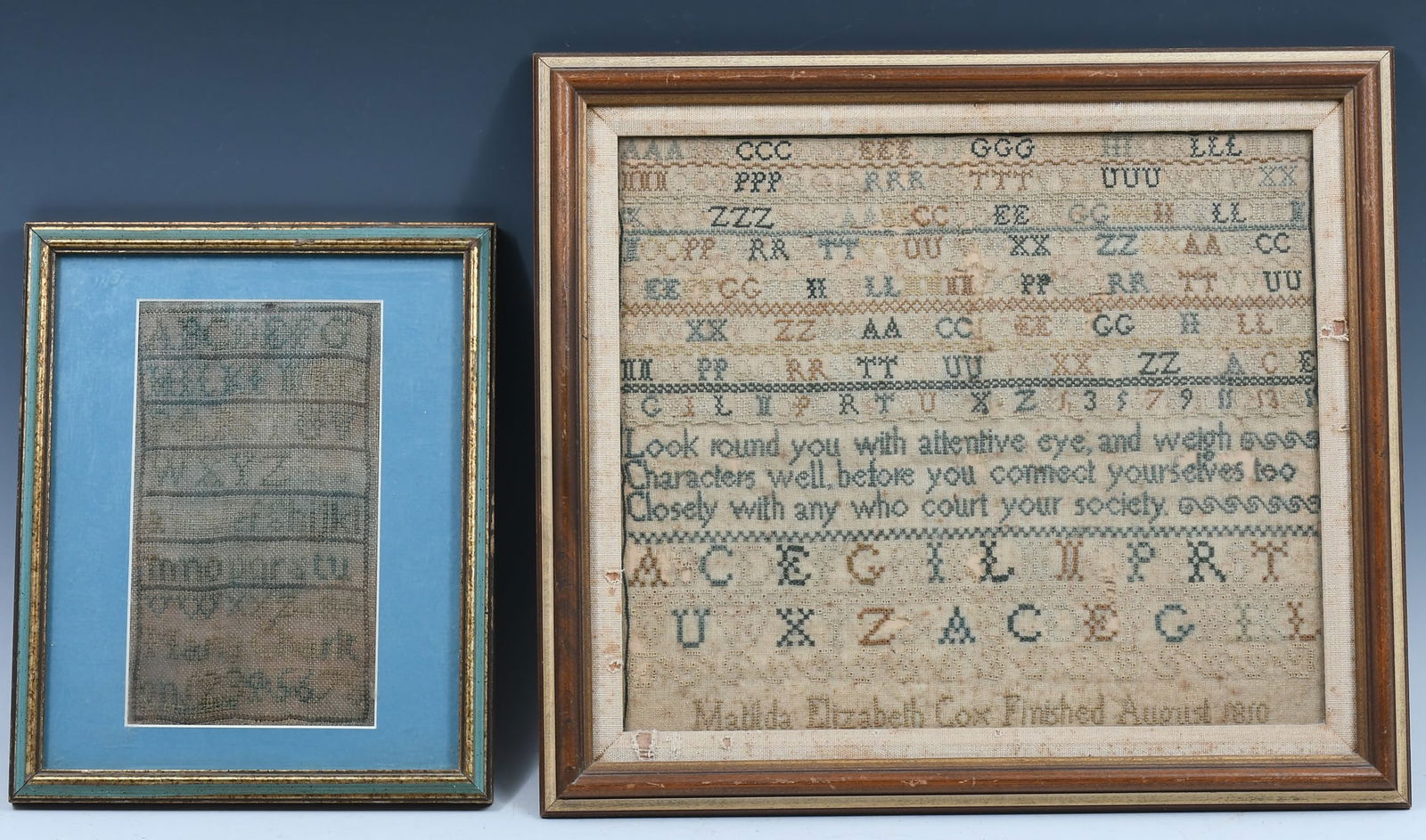 2 PC. FOLK ART NEEDLEWORK SAMPLERS (1 of 5)