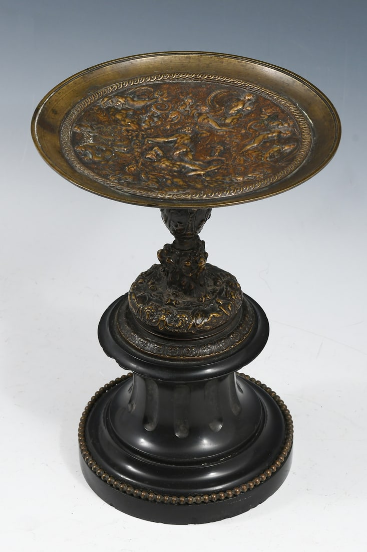 BRONZE AND MARBLE FIGURAL TAZZA (1 of 5)