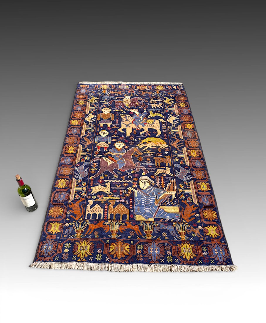 CAUCASIAN STYLE PICTORIAL TRIBAL STORY RUG (1 of 3)