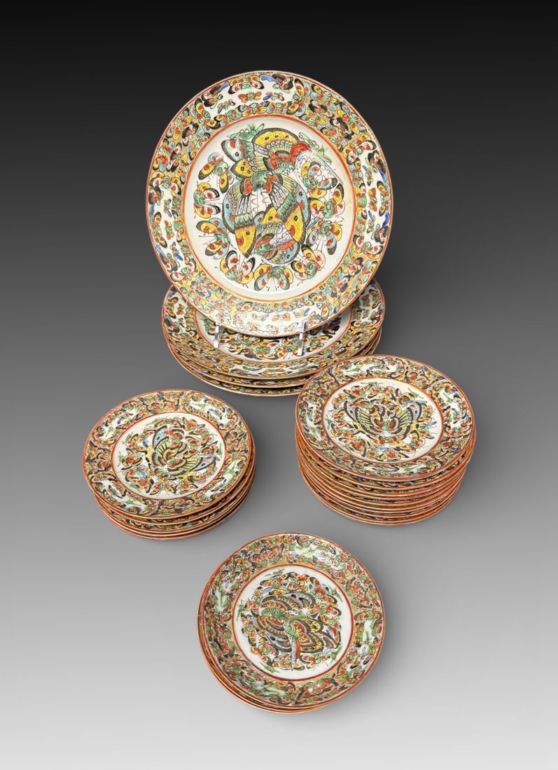 22 PC. ROSE MEDALLION BUTTERFLY PORCELAIN (1 of 2)