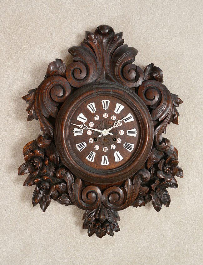 CARVED BLACK FOREST WALL CLOCK