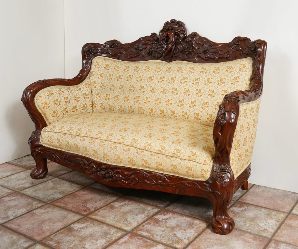 Attributed Karpen Carved Art Nouveau Settee May 19 2013