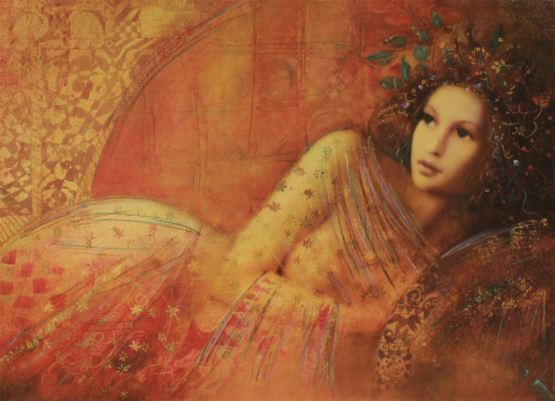MARKUS CSABA EMBELLISHED SERIGRAPH ''WAITING'': CSABA, Markus, (Hungarian, 1953- ): ''Waiting'', Embellished/Serigraph, Sight size 22 1/2'' x 30'', signed lower right, custom frame 33 1/2'' x 41''