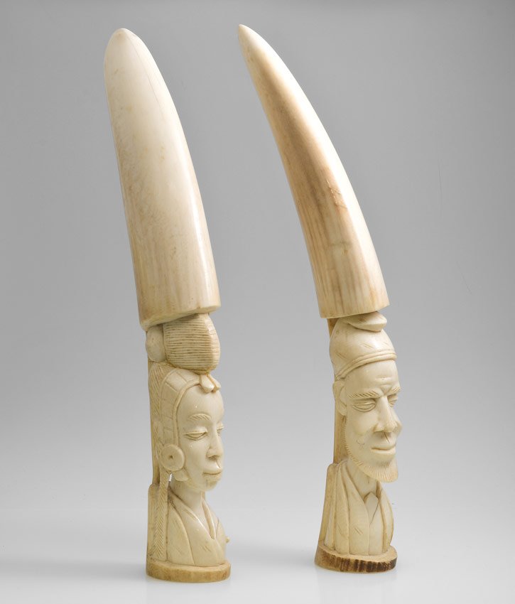 PAIR CARVED AFRICAN IVORY BUST TUSKS May 19, 2013 Burchard
