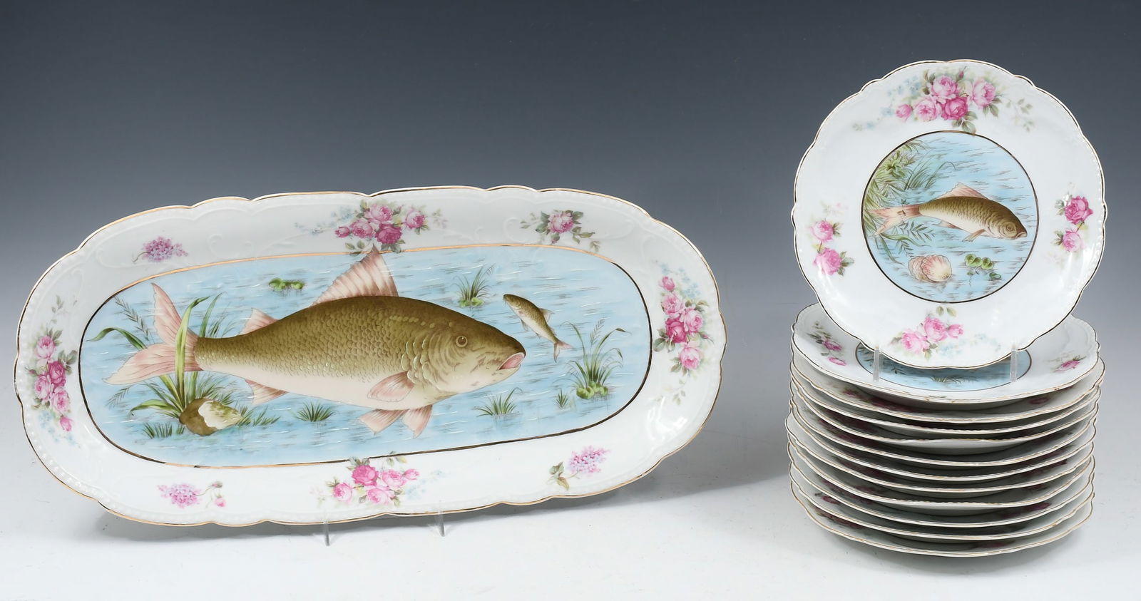 13 PC. MERKELSGRUN AUSTRIAN FISH SERVING SET (1 of 5)