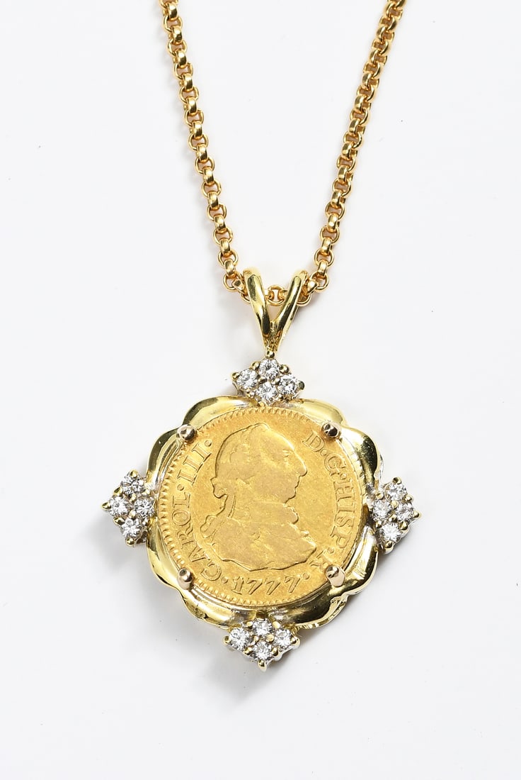 18K GOLD DIAMOND COIN "SPARK" PENDANT (1 of 7)