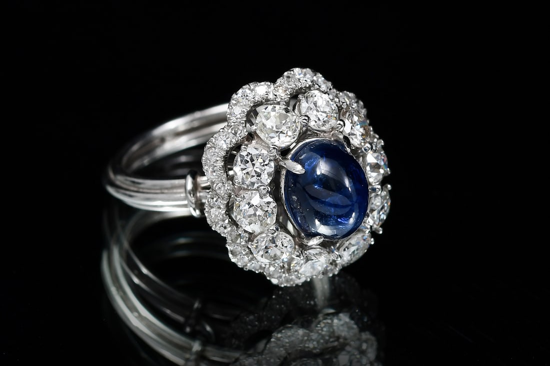 PLATINUM SAPPHIRE & DIAMOND RING BY DINO (1 of 8)