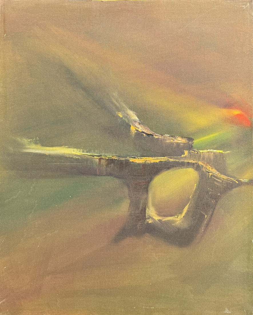 CAMPUZANO ABSTRACT OIL PAINTING: CAMPUZANO, Jose, (Spanish/American, 1918-1979): Abstract Composition, Oil/Canvas, 30" x 24", signed lower right, thin-edge wood frame, 31.25" x 25.25".