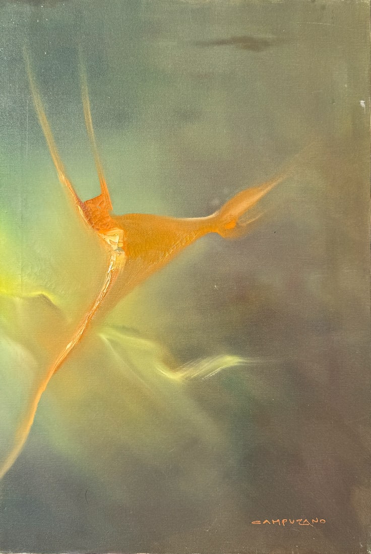 CAMPUZANO ABSTRACT OIL PAINTING: CAMPUZANO, Jose, (Spanish/American, 1918-1979): Abstract Composition, Oil/Canvas, 36" x 24", signed lower right, thin-edge wood frame, 37.5" x 25.25".