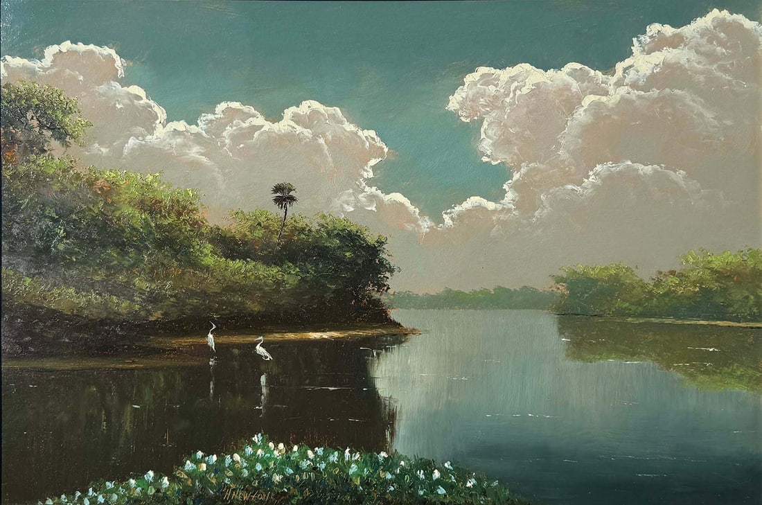 HAROLD NEWTON FLORIDA HIGHWAYMEN LAGOON PAINTING (1 of 4)