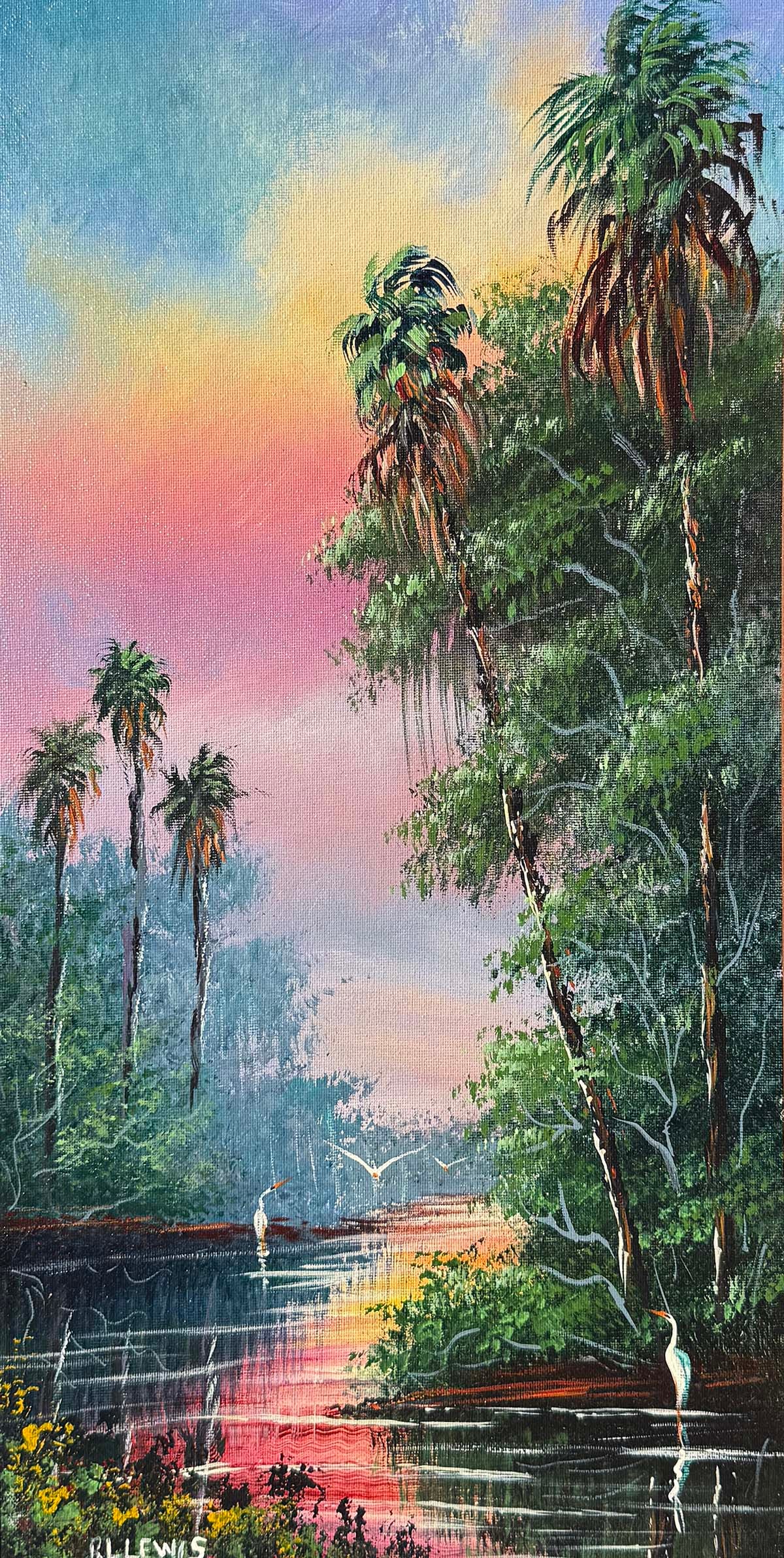 R.L. LEWIS FLORIDA HIGHWAYMEN BACKWATER PAINTING (1 of 4)