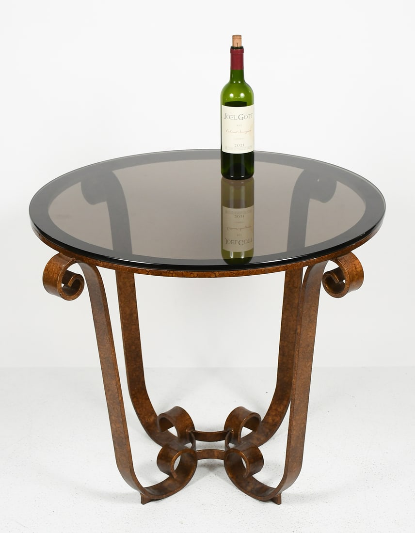 CAST IRON GLASS TOP CONSOLE TABLE (1 of 4)