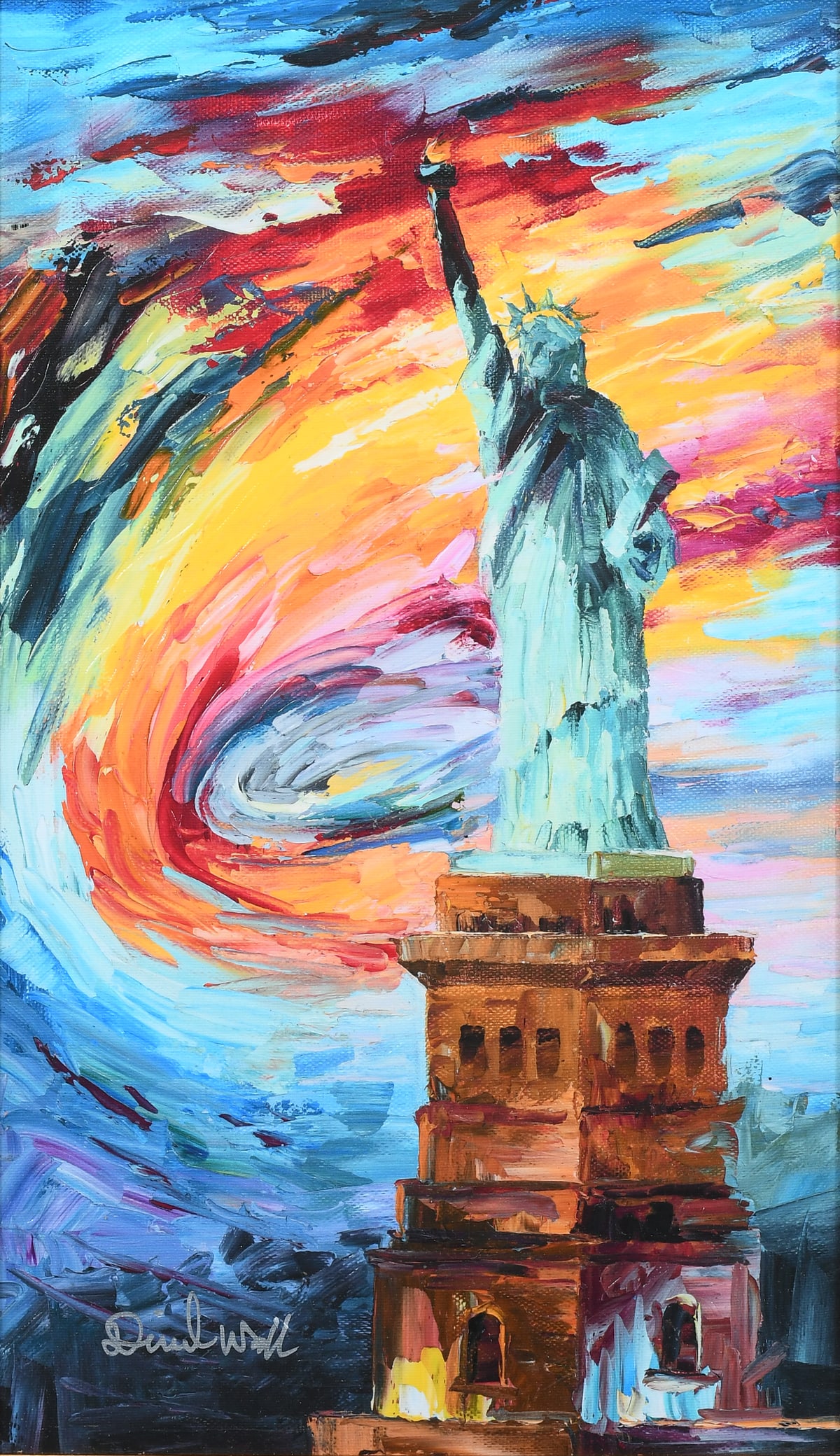 DANIEL WALL "FREEDOM" EMBELLISHED GICLEE: WALL, Daniel, (Italian, b. 1965): "Freedom", Giclee/Canvas with Hand Embellishment, sight size 19.5" x 11.25", signed lower left, custom framing, 30" x 22".