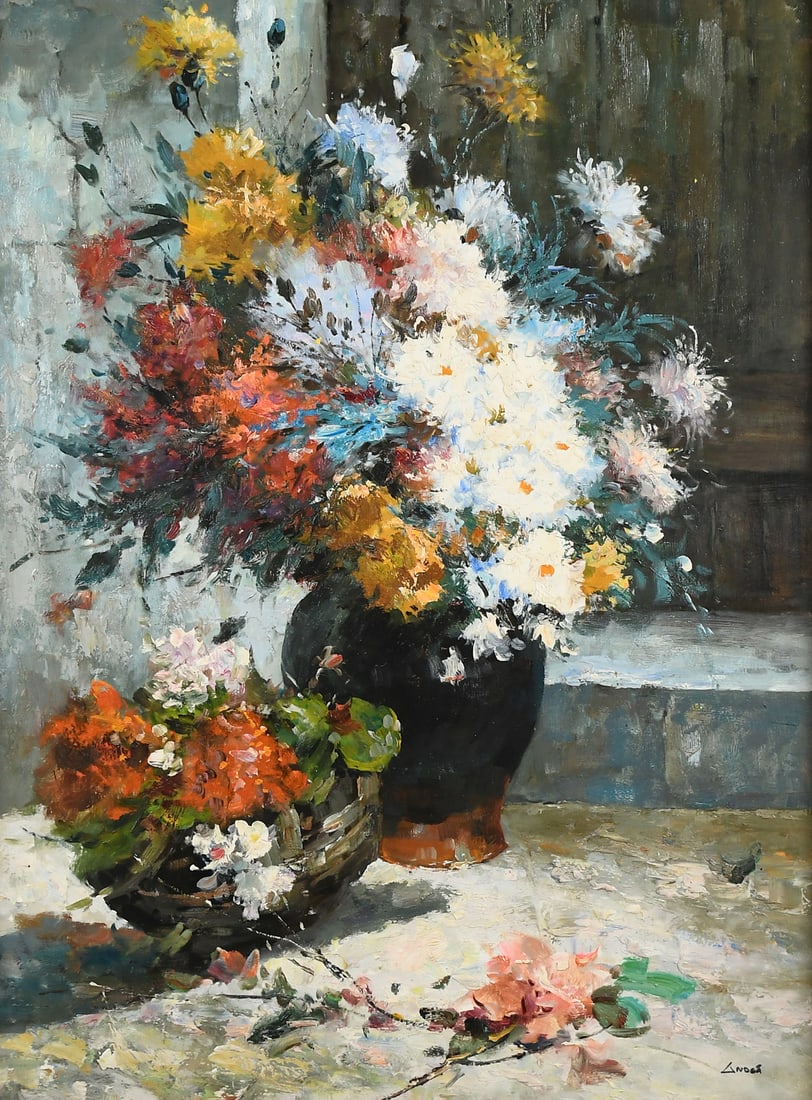 IMPRESSIVE LARGE FLORAL PAINTING (1 of 4)