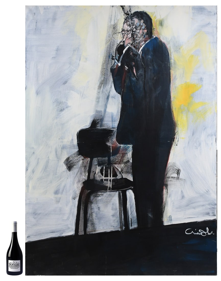 LARGE URI LIFSHITZ MAN AND CHAIR PAINTING (1 of 4)