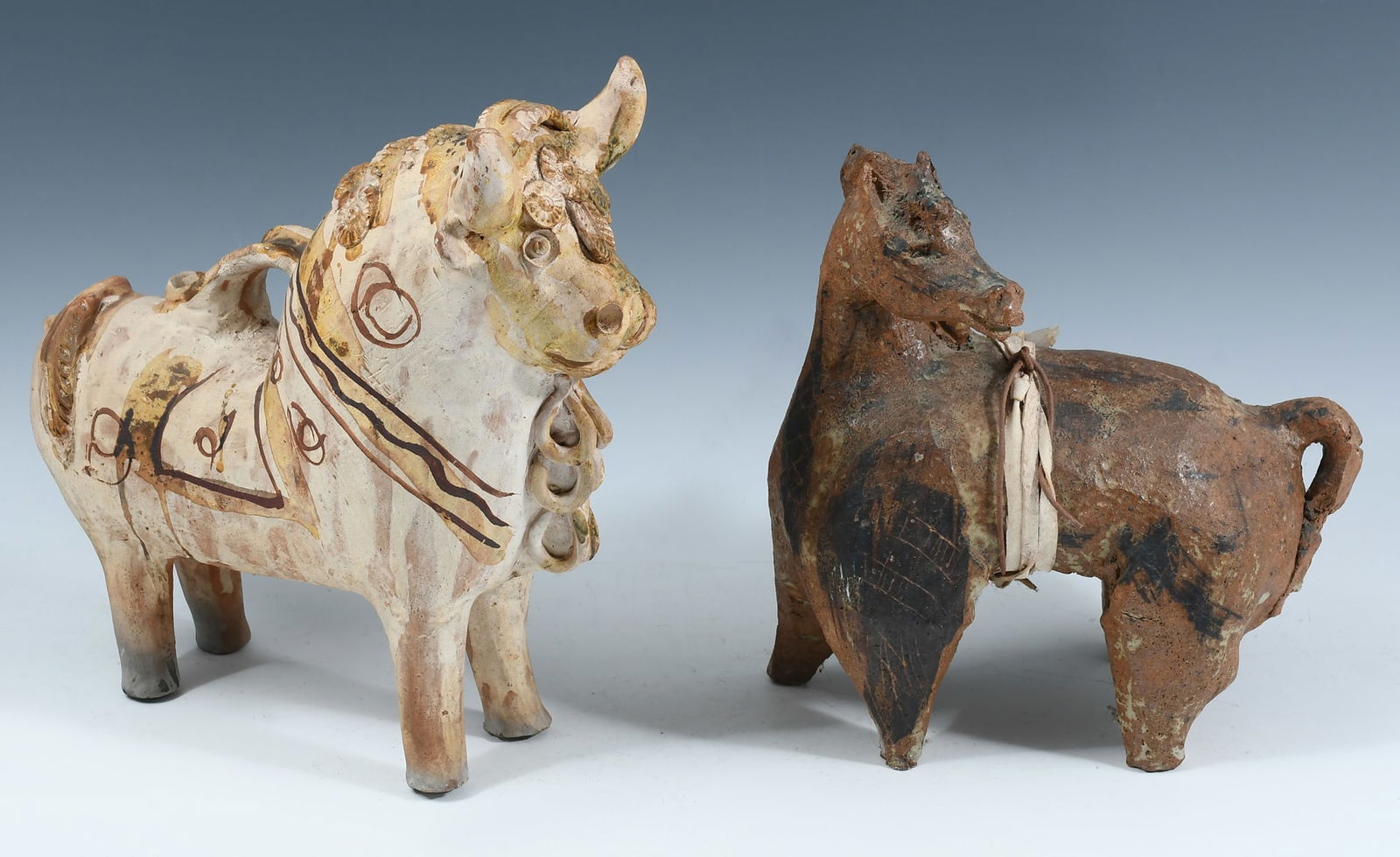 PERUVIAN HORSE & BULL POTTERY SCULPTURE (1 of 5)