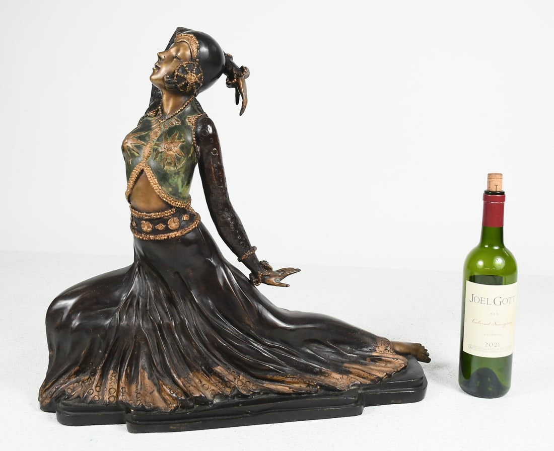 LARGE ART DECO STYLE DANCER BRONZE AFTER CHIPARUS - 2