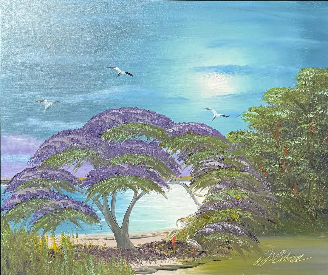 AL BLACK FLORIDA HIGHWAYMEN PAINTING WITH JACARANDA (1 of 4)