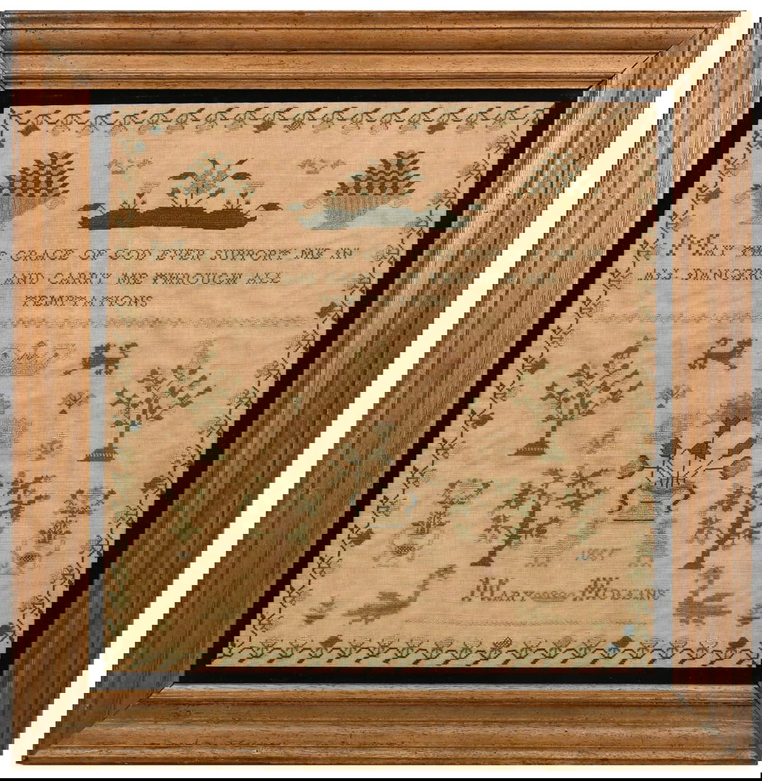 1837 ENGLISH FOLK ART NEEDLEPOINT SAMPLER (1 of 4)