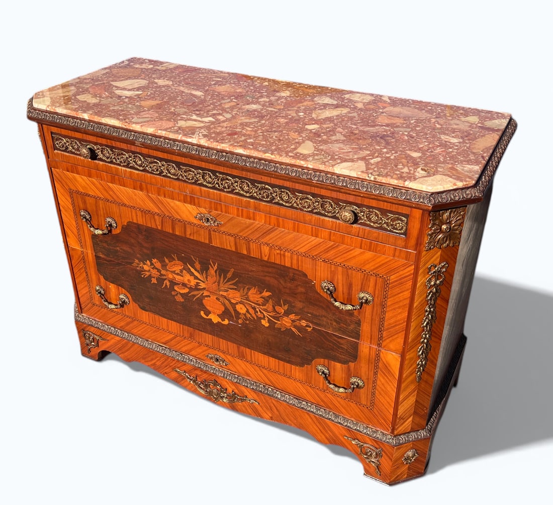 ORMOLU MOUNTED MARBLE TOP CHEST (1 of 7)