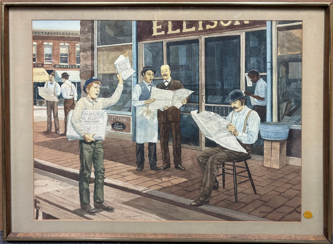 WILLIAM NELSON WATERCOLOR "NEW YORK HERALD": WILLIAM NELSON WATERCOLOR "NEW YORK HERALD":