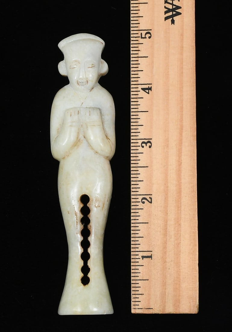 CARVED CHINESE WHITE JADE FIGURE: CARVED CHINESE WHITE JADE FIGURE: