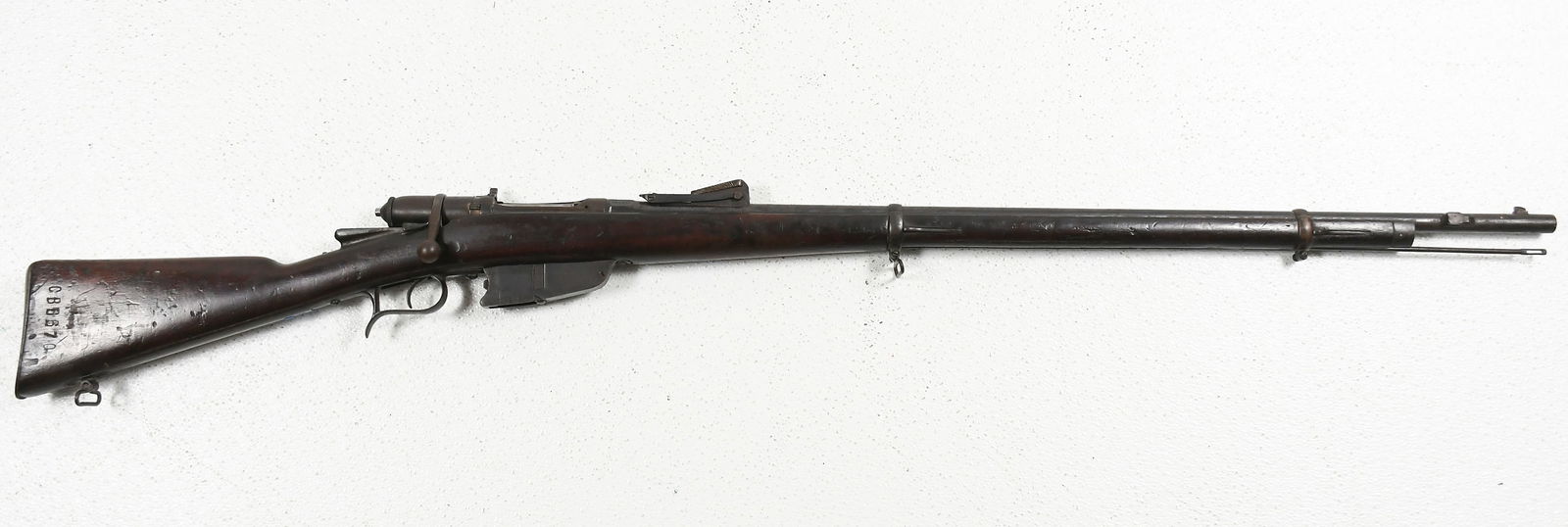 1883 VETTERLI-VITALI M1870 INFANTRY RIFLE: 1883 VETTERLI-VITALI M1870 INFANTRY RIFLE: Serial #CB6670, made by Torino, having various impressed marks, dated 1883. The Vetterli rifles were a series of Swiss army service rifles in use from 1869 t