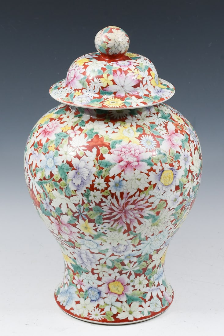 19TH-C. CHINESE TEN THOUSAND FLOWER ENAMELED VASE (1 of 5)