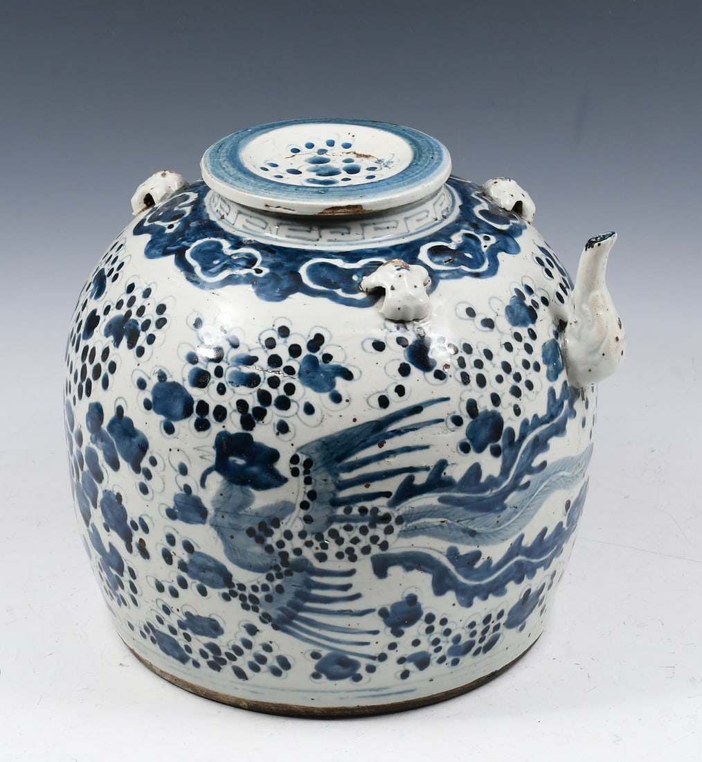 CHINESE BLUE & WHITE PHOENIX WATER JUG (1 of 5)