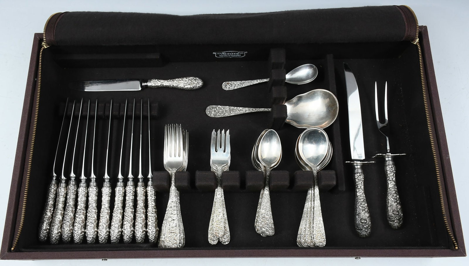 58 PC. STEIFF "ROSE" STERLING FLATWARE SET (1 of 6)
