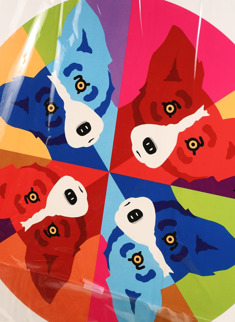 LARGE GEORGE RODRIGUE BLUE DOG OFFSET LITHOGRAPH - 2