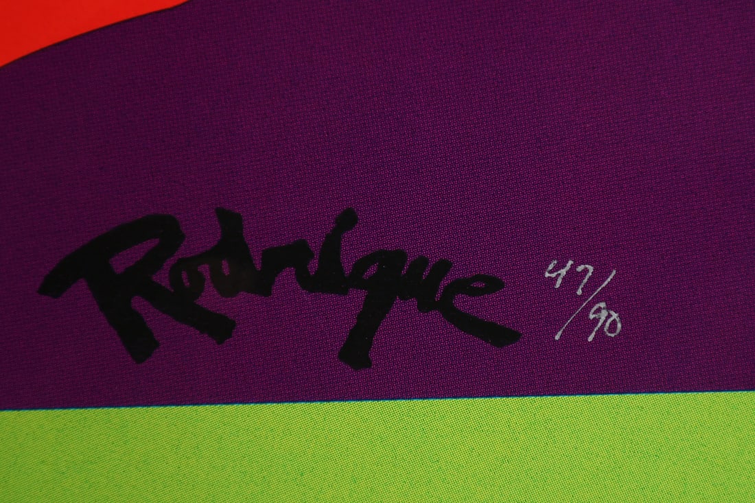 LARGE GEORGE RODRIGUE BLUE DOG OFFSET LITHOGRAPH - 3