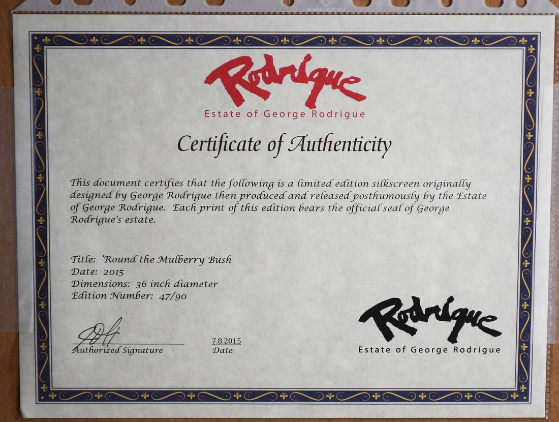 LARGE GEORGE RODRIGUE BLUE DOG OFFSET LITHOGRAPH - 6