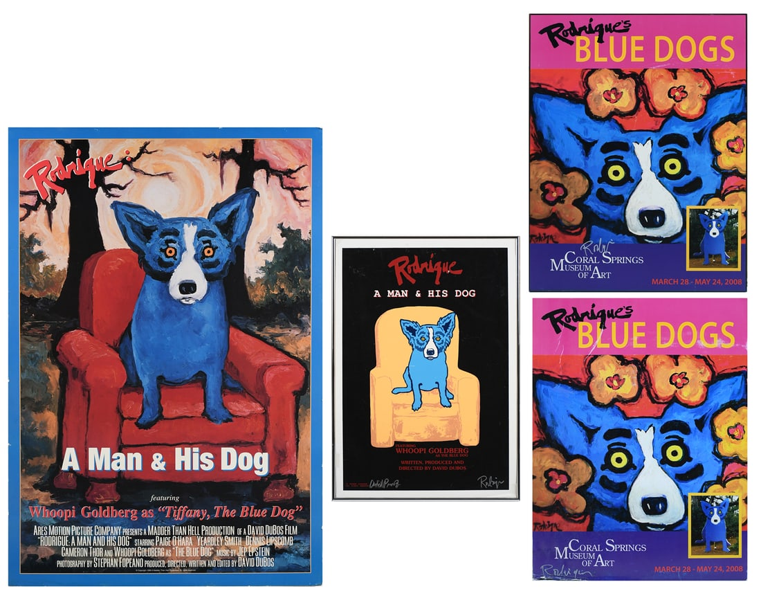 4PC. GEORGE RODRIGUE BLUE DOG POSTERS (1 of 7)