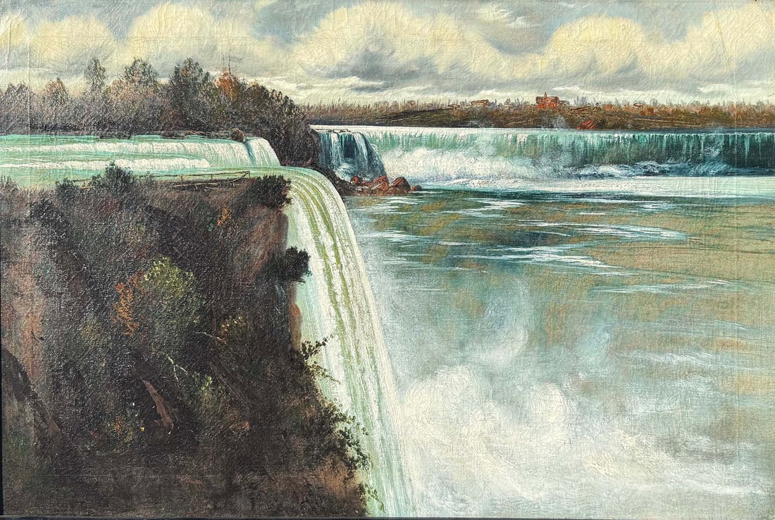 UNSIGNED AMERICAN SCHOOL NIAGARA FALLS LANDSCAPE PAINTING (1 of 3)