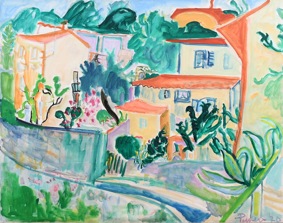 MARILYN POWERS FRENCH COASTAL TOWN PAINTING (1 of 5)