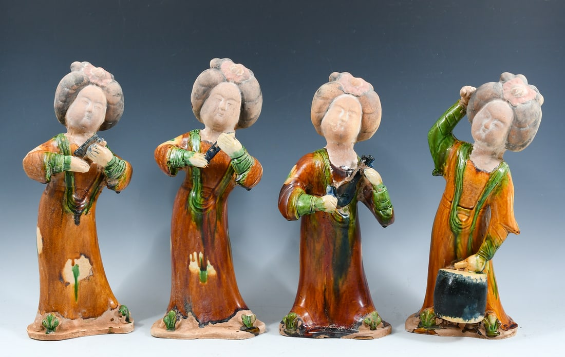 4 PC. CHINESE MING STYLE SANCAI MUSICAL FIGURES (1 of 5)
