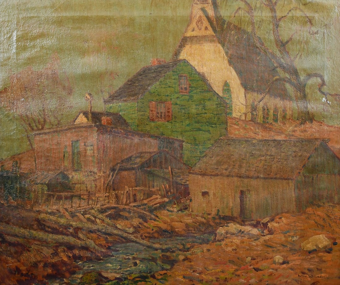 ARTHUR SCHNEIDER RURAL TOWN LANDSCAPE PAINTING (1 of 5)