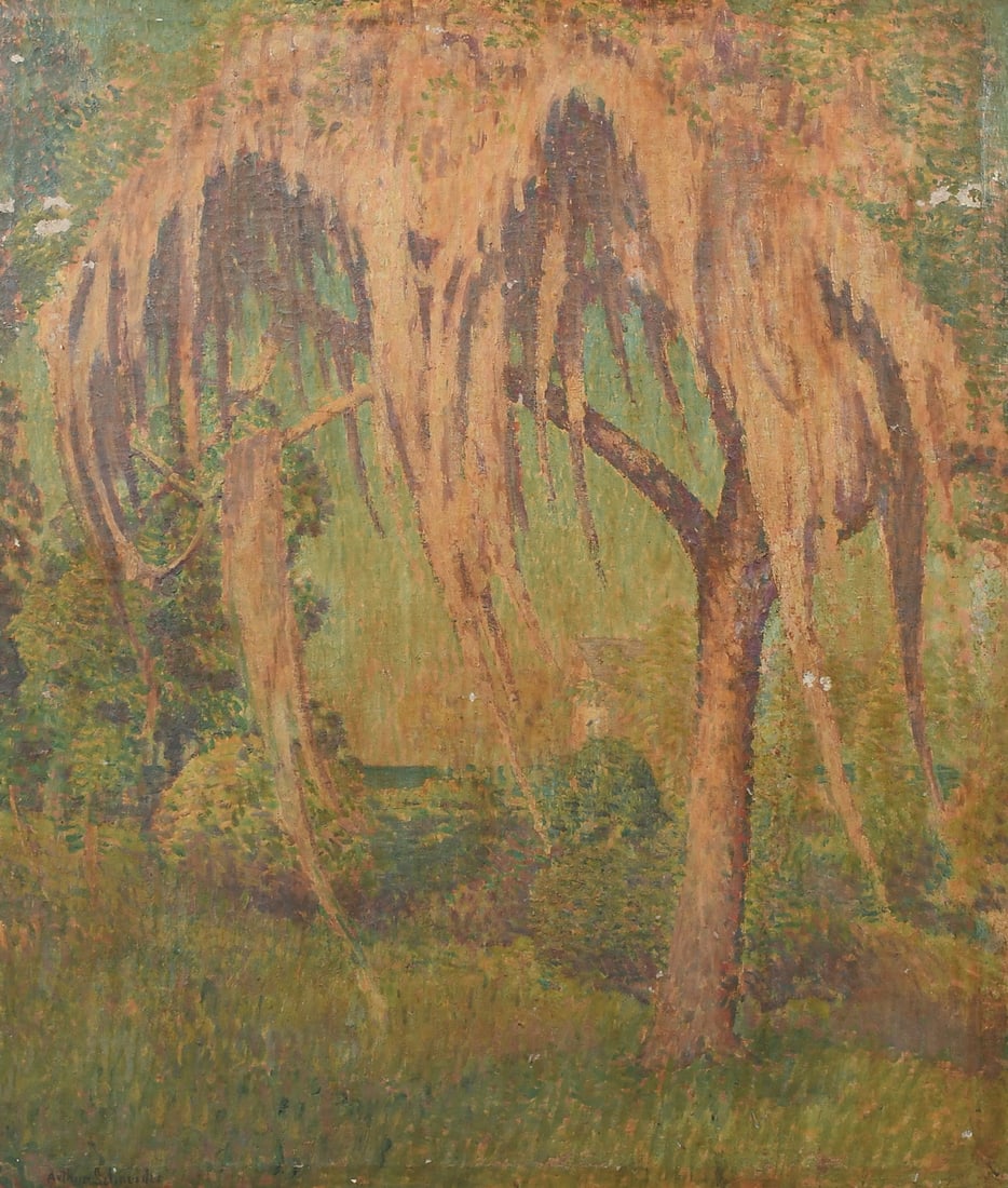 ARTHUR SCHNEIDER WEEPING WILLOW PAINTING (1 of 5)