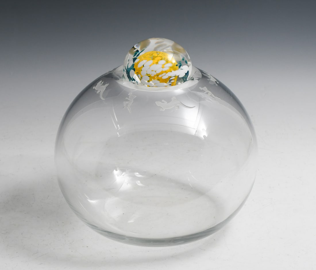 DUNCAN MCCLELLAN ART GLASS GLOBE AND STOPPER (1 of 5)