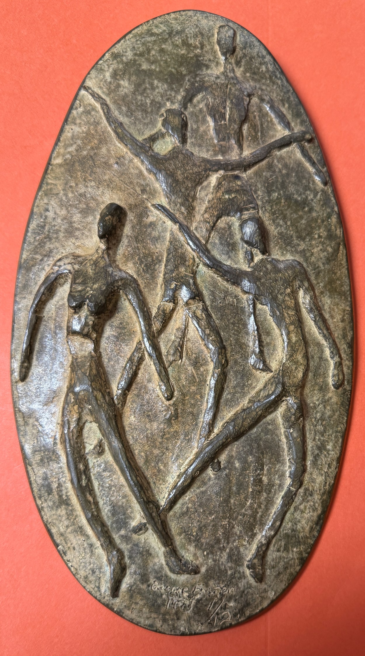 GEORGE FOSTER MCM BRONZE PLAQUE: GEORGE FOSTER BRONZE RELIEF PLAQUE: Oval measurements 9.925" x 5.25", signed in the bottom, numbered 1/12.