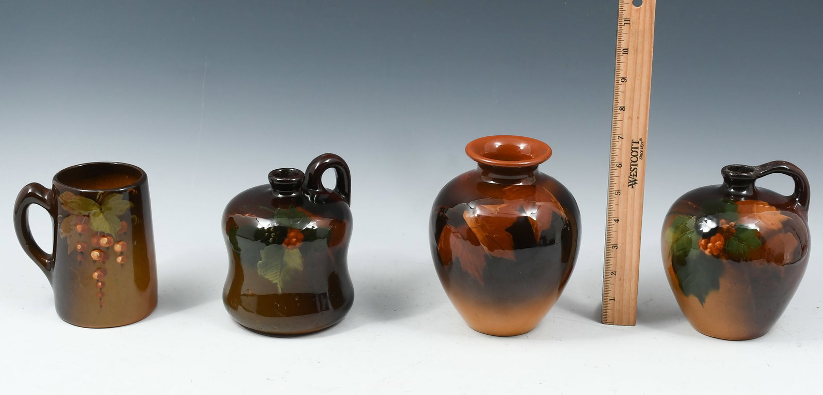 4 PC. DECORATED STANDARD GLAZE ART POTTERY (1 of 1)