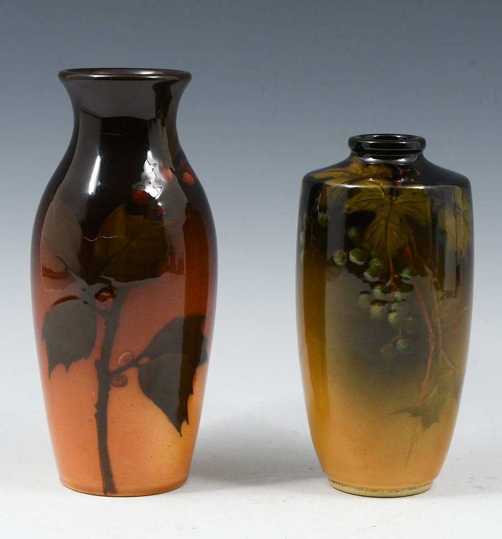 2 PC. EARLY ROOKWOOD STANDARD GLAZE POTTERY VASES (1 of 5)