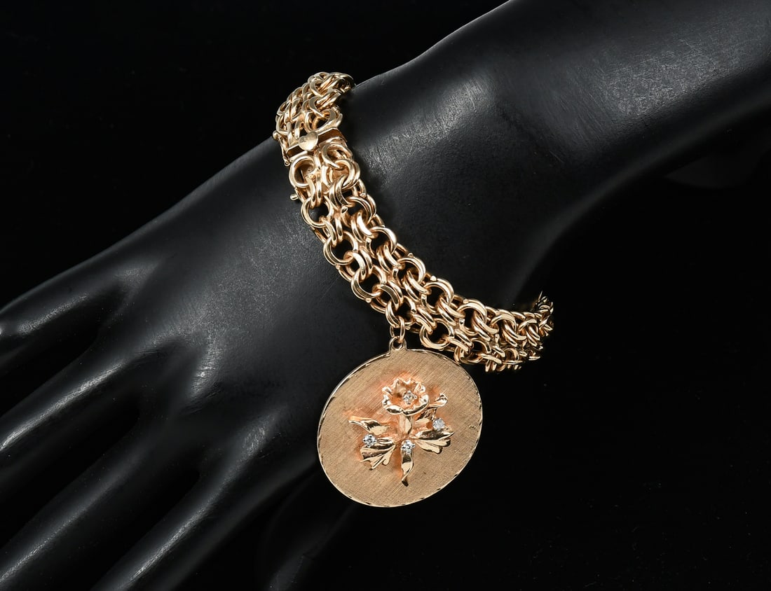 14K GOLD BRACELET & DIAMOND 14K GOLD CHARM (1 of 6)