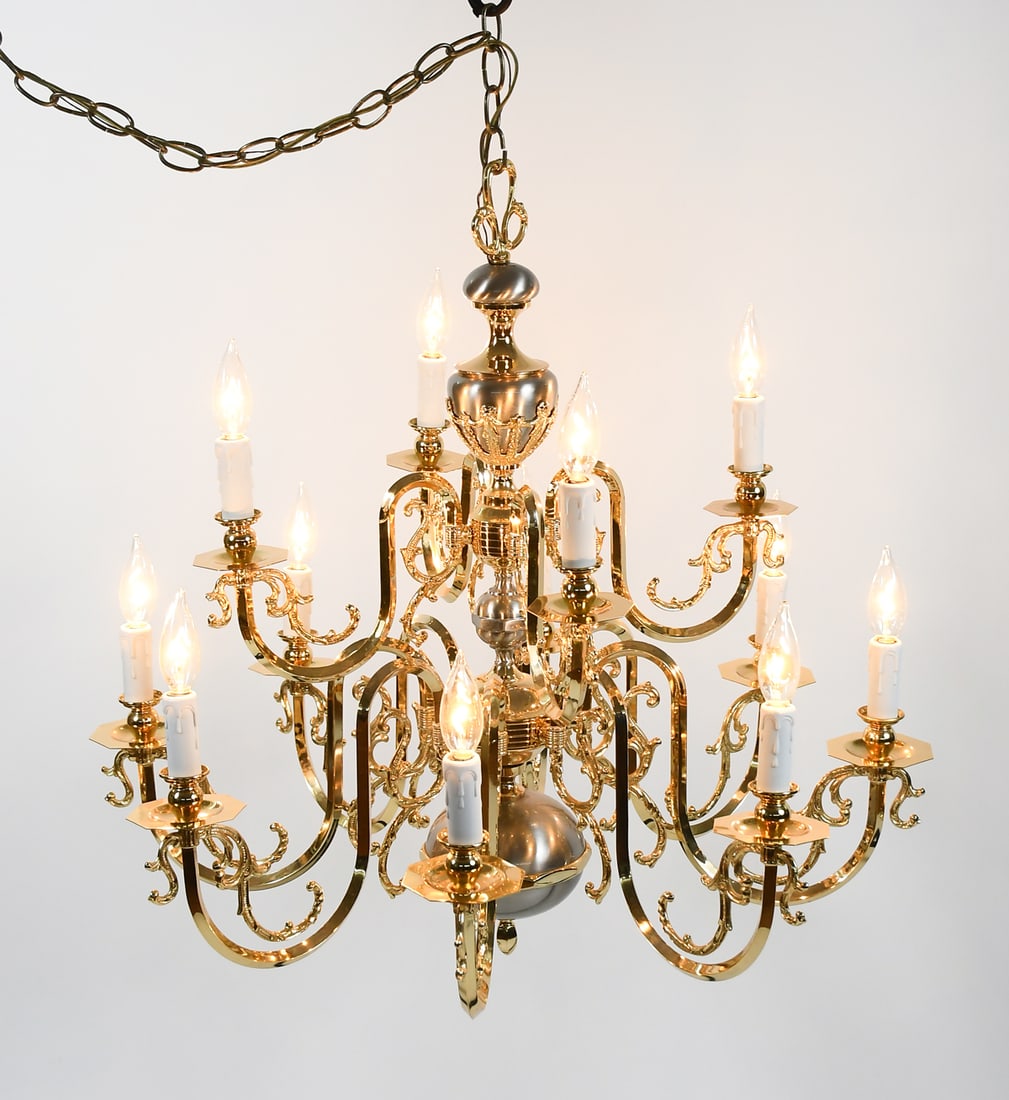 CONTEMPORARY 12- LIGHT BRASS CHANDELIER (1 of 4)