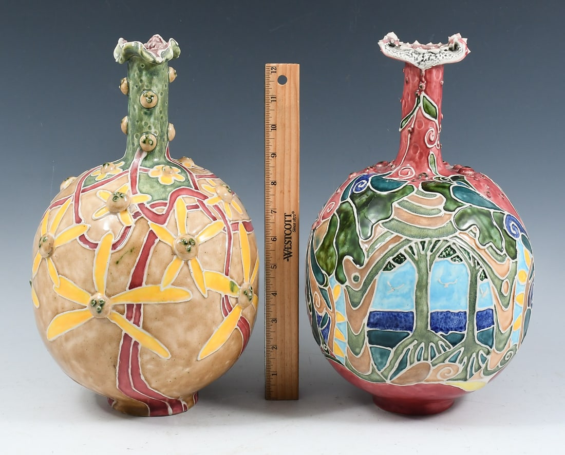 2 PC. MIGUEL FONSECA FLORIDA ART POTTERY VASES (1 of 5)