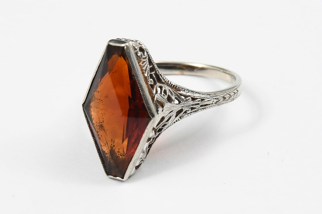 18K WHITE GOLD FILIGREE MADEIRA CITRINE RING (1 of 5)