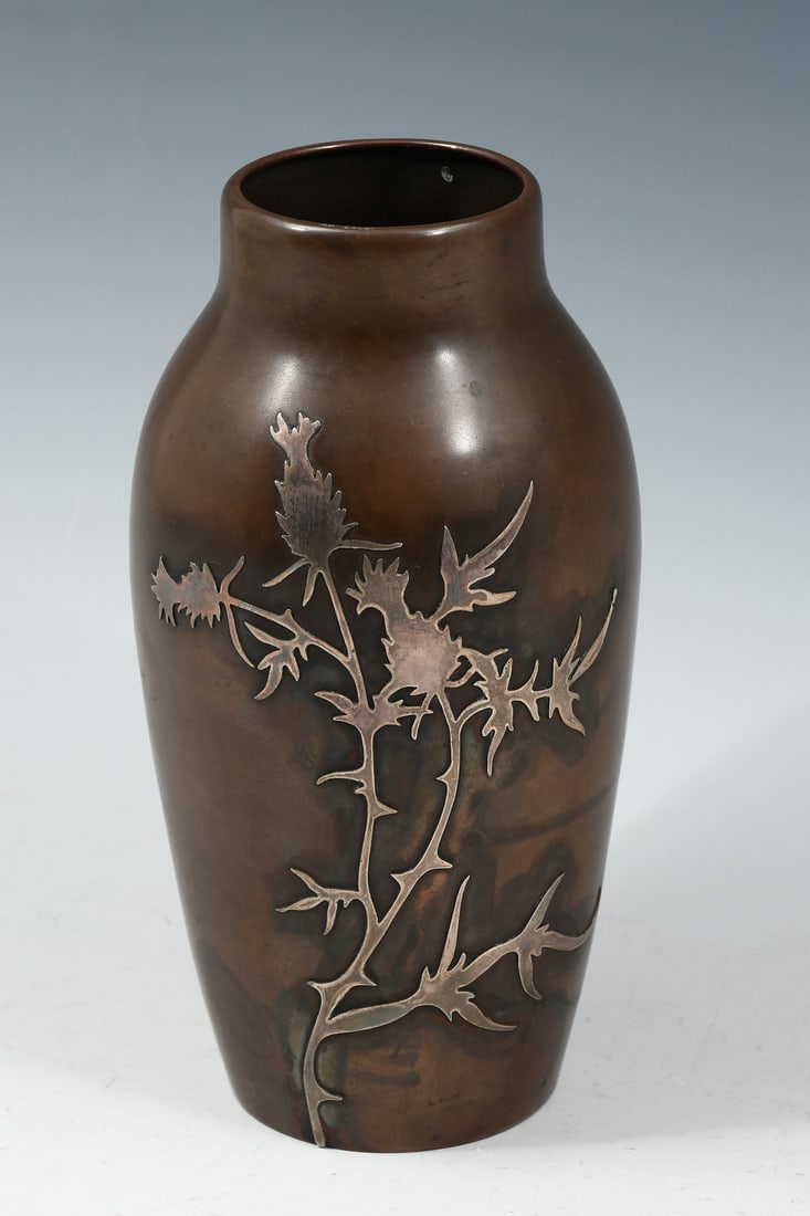 HEINTZ STERLING ON BRONZE ART METAL VASE (1 of 3)